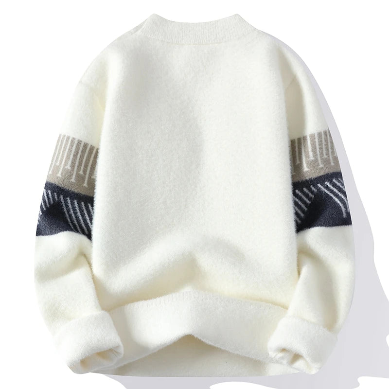 Pull de Noël homme col rond chaud automne hiver coupe décontractée