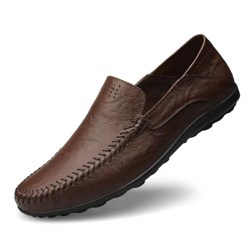 Mocassins cuir véritable homme slip-on style italien respirant