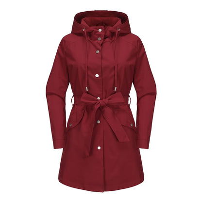 Imperméable femme trench long à capuche ceinture coupe fine