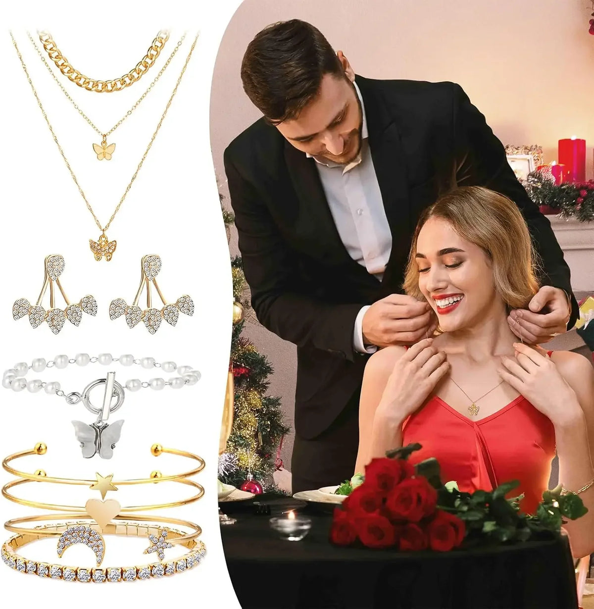 Calendrier de l'avent bijoux Noël 24 jours set collier bracelet