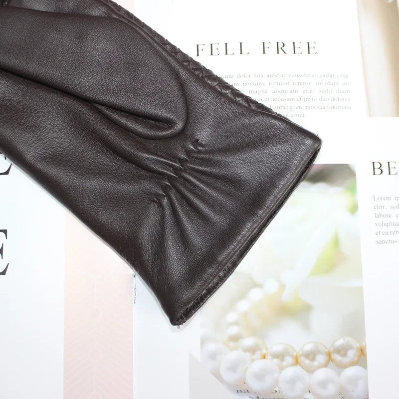 Gants cuir agneau femme avec doublure laine et écran tactile