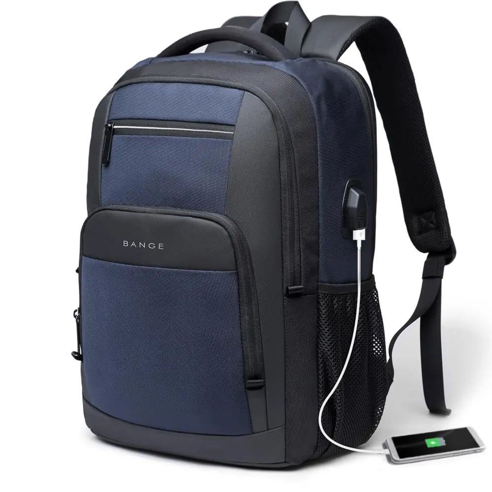 Sac à dos ordinateur imperméable USB 15 pouces avec port de charge et compartiment ordinateur