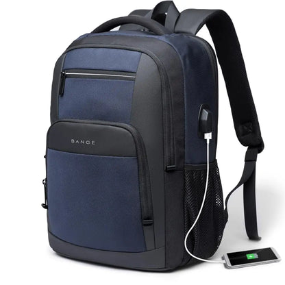 Sac à dos ordinateur imperméable USB 15 pouces avec port de charge et compartiment ordinateur