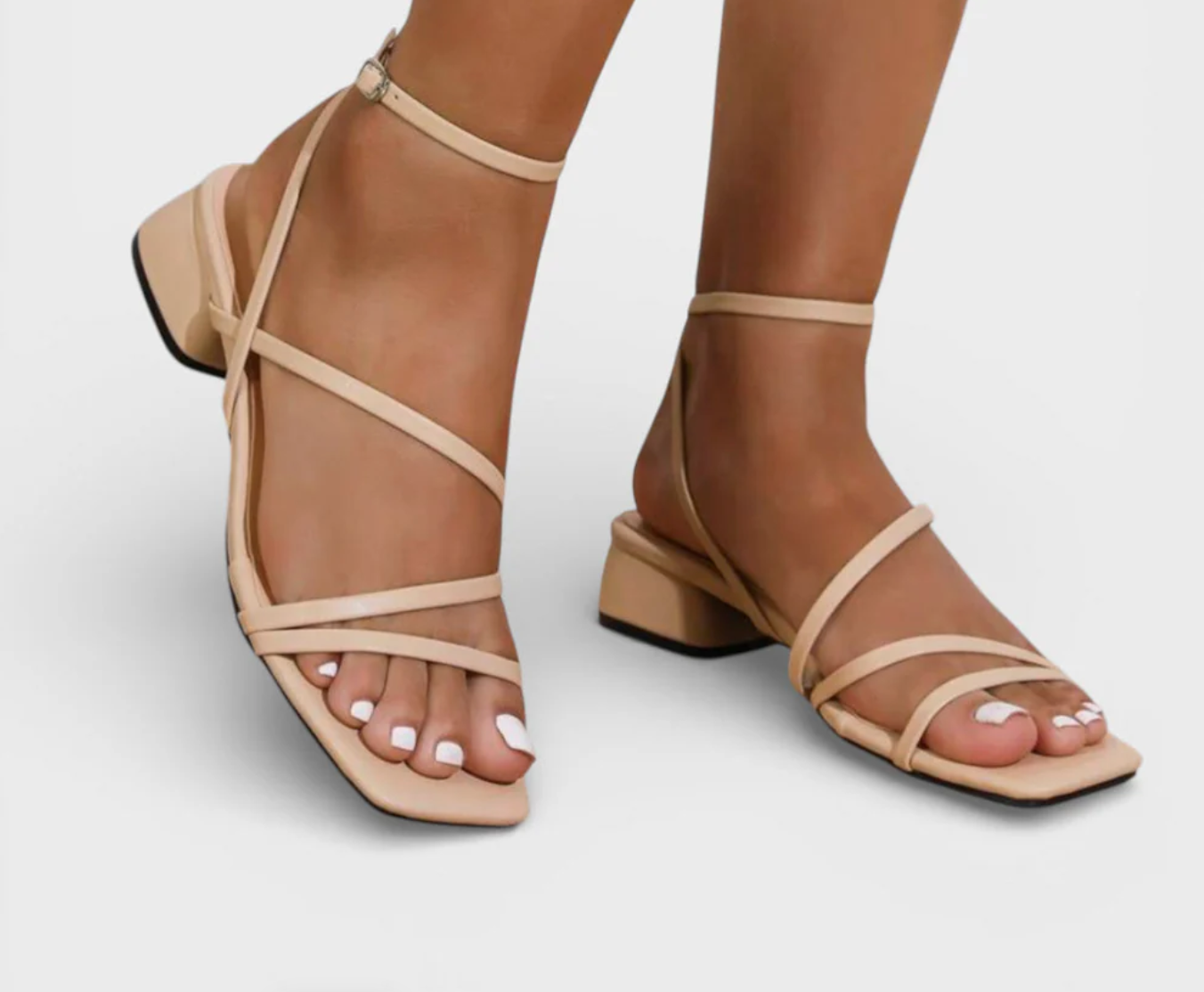 Sandales à Talons Carrés | Lanières Fines, Bride Cheville | Élégant