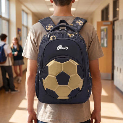 Sac à dos scolaire | Impression de football, Espaces de rangement | Bleu Or