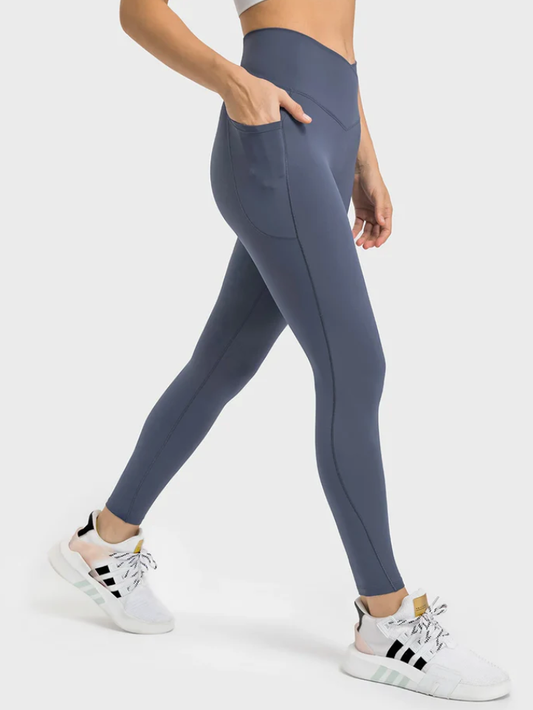 Legging de sport bleu sans couture-Leggings femme-PARIS FEMME