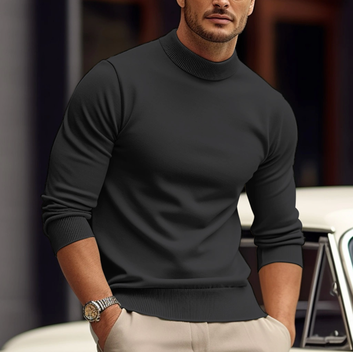 Pull homme tricot chaud style décontracté confortable