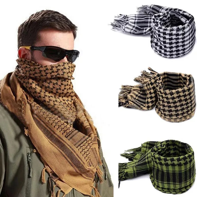 Écharpe homme femme shemagh tactique motif carreaux 100x100 cm