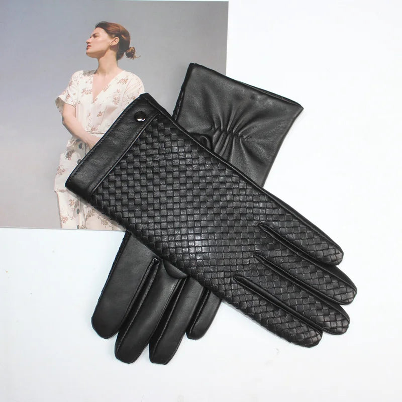 Gants cuir agneau femme avec doublure laine et écran tactile