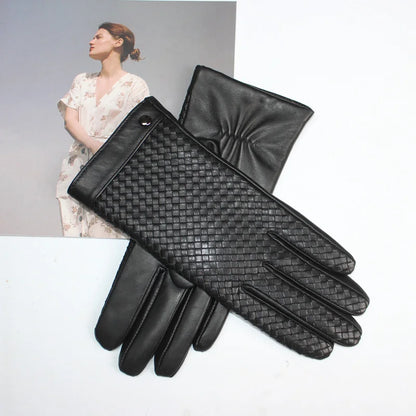 Gants cuir agneau femme avec doublure laine et écran tactile
