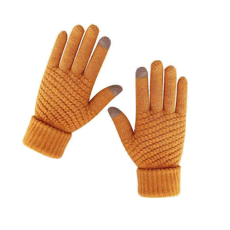 Gants hiver femme maille tactile coton cuir extensibles homme