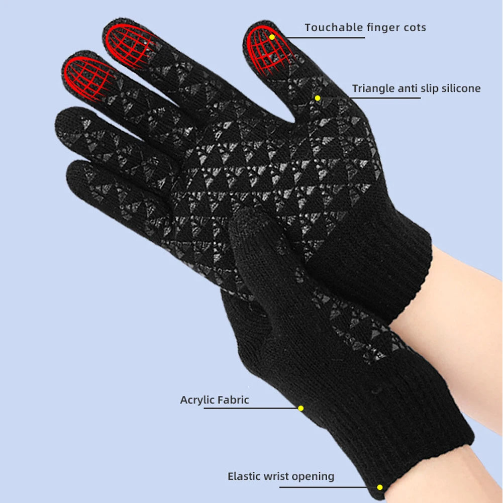 Gants chauffants USB écran tactile tricot antidérapants hiver