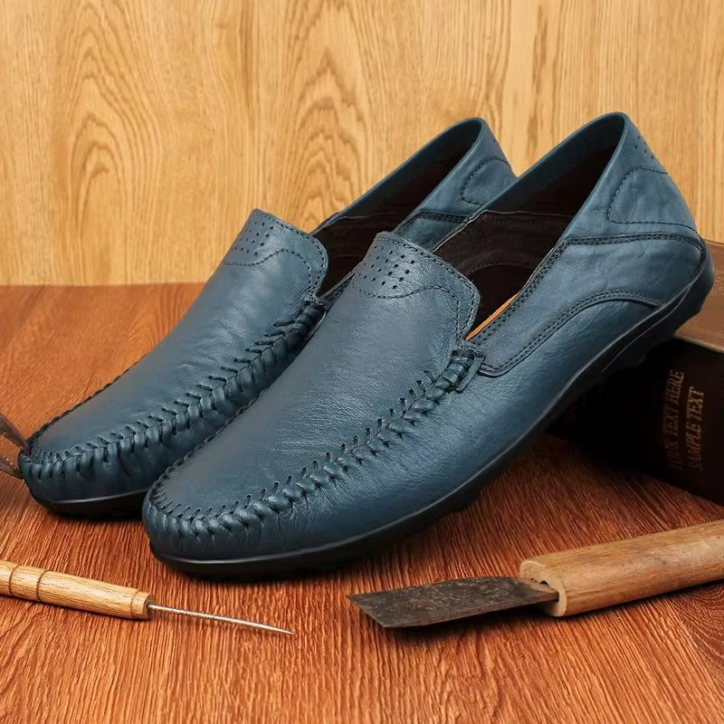 Mocassins cuir véritable homme slip-on style italien respirant