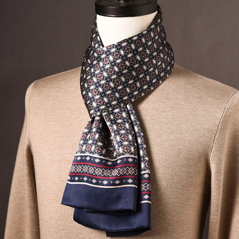 Écharpe homme soie 100% Mulberry à pois double épaisseur 160 cm