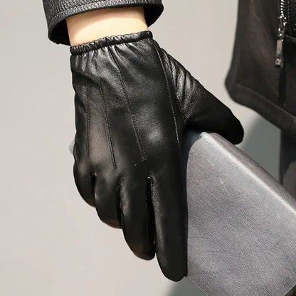 Gants hiver homme cuir peau de mouton doublure velours chaud