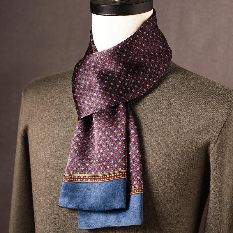 Écharpe homme soie 100% Mulberry à pois double épaisseur 160 cm