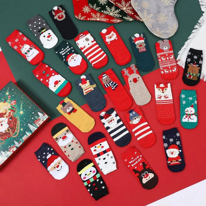 Calendrier de l Avent Chaussettes 24 Paires Noël Longues Courtes