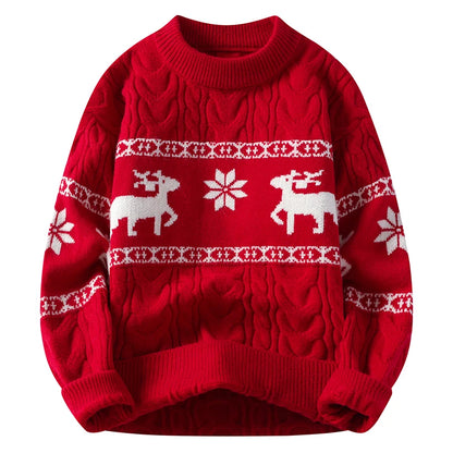 Pull de Noël homme motif renne Jacquard épais hiver