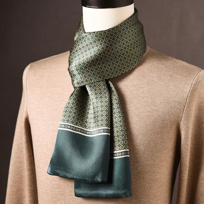 Écharpe homme soie 100% Mulberry à pois double épaisseur 160 cm