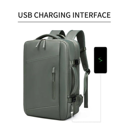 Sac à dos ordinateur imperméable USB avec compartiment 17 pouces et extensible 39L