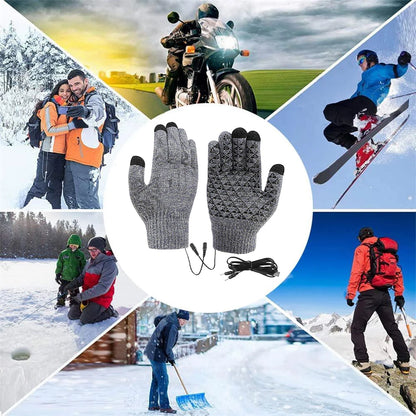 Gants chauffants USB écran tactile tricot antidérapants hiver