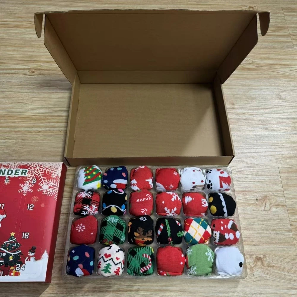 Calendrier de l Avent Chaussettes 24 Paires Noël Longues Courtes