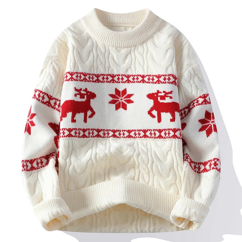 Pull de Noël homme motif renne Jacquard épais hiver