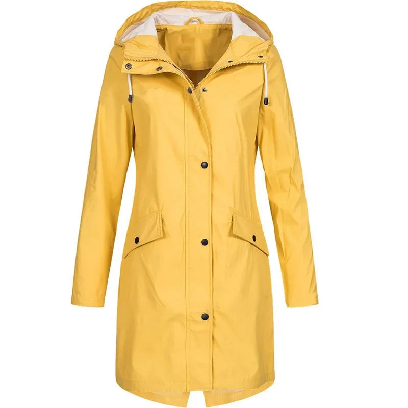 Coupe vent femme | Manteau mi-longue zippé uni automne hiver