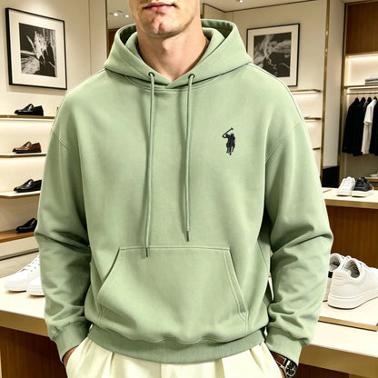 Sweatshirt à capuche oversize brodé unisexe coupe loose manches longues