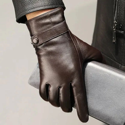 Gants hiver homme cuir peau de mouton doublure velours chaud