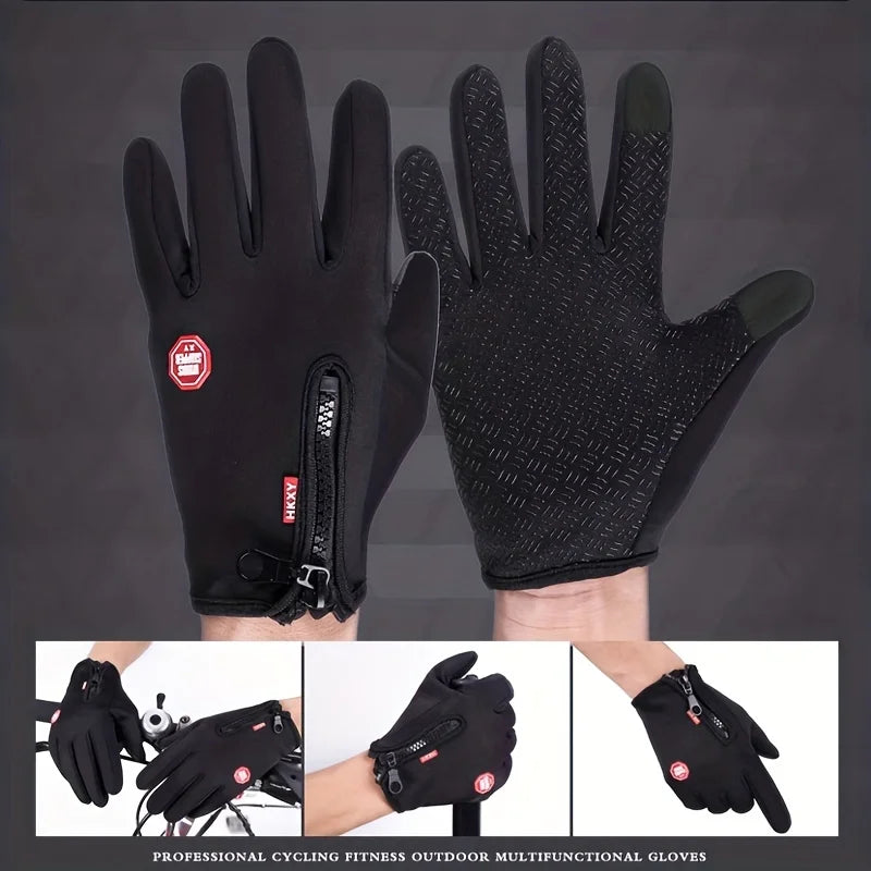 Gants chauffants électriques tactiles hiver avec doublure polaire et grip silicone