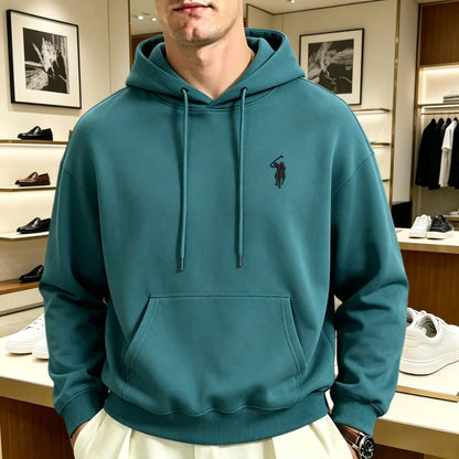Sweatshirt à capuche oversize brodé unisexe coupe loose manches longues