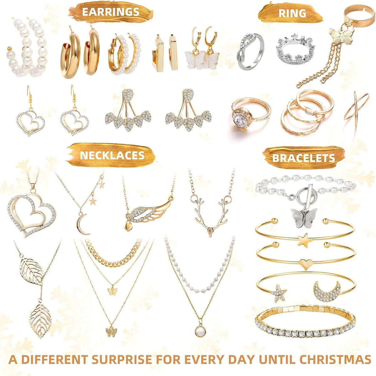 Calendrier de l'avent bijoux Noël 24 jours set collier bracelet