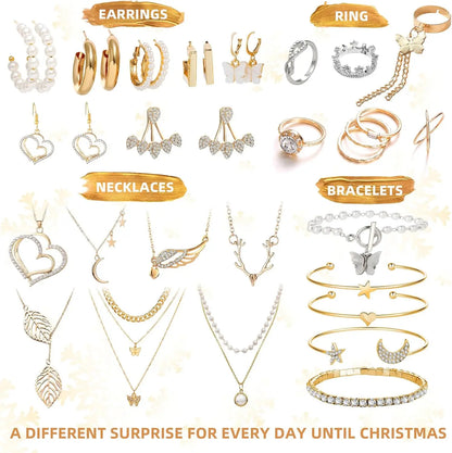Calendrier de l'avent bijoux Noël 24 jours set collier bracelet