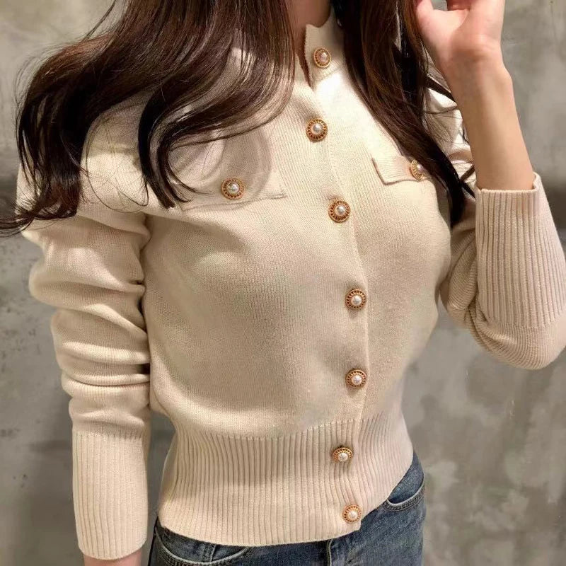 Pull pour femme | Veste tricotée manches longues automne | Pull court décontracté