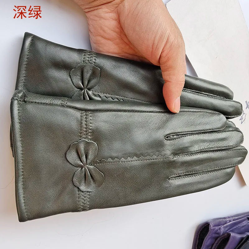 Gants cuir agneau femme avec doublure laine, cuir véritable