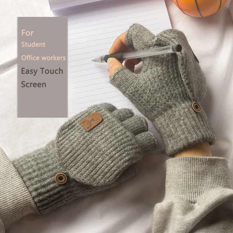 Gants tricotés sans doigts écran tactile hiver homme femme