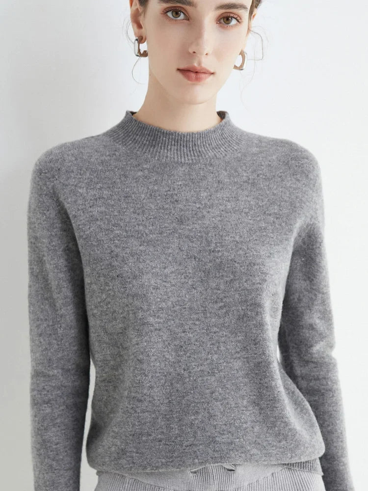Pull en laine pour femme | Automne hiver, col de soie | Pull casual