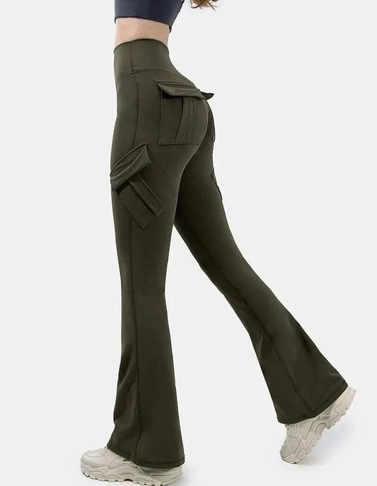 Pantalon cargo flare taille haute-Pantalon femme-PARIS FEMME