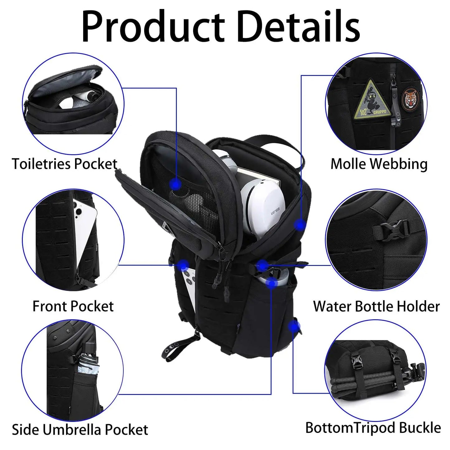 Sac antivol | Bandoulière crossbody imperméable avec port USB