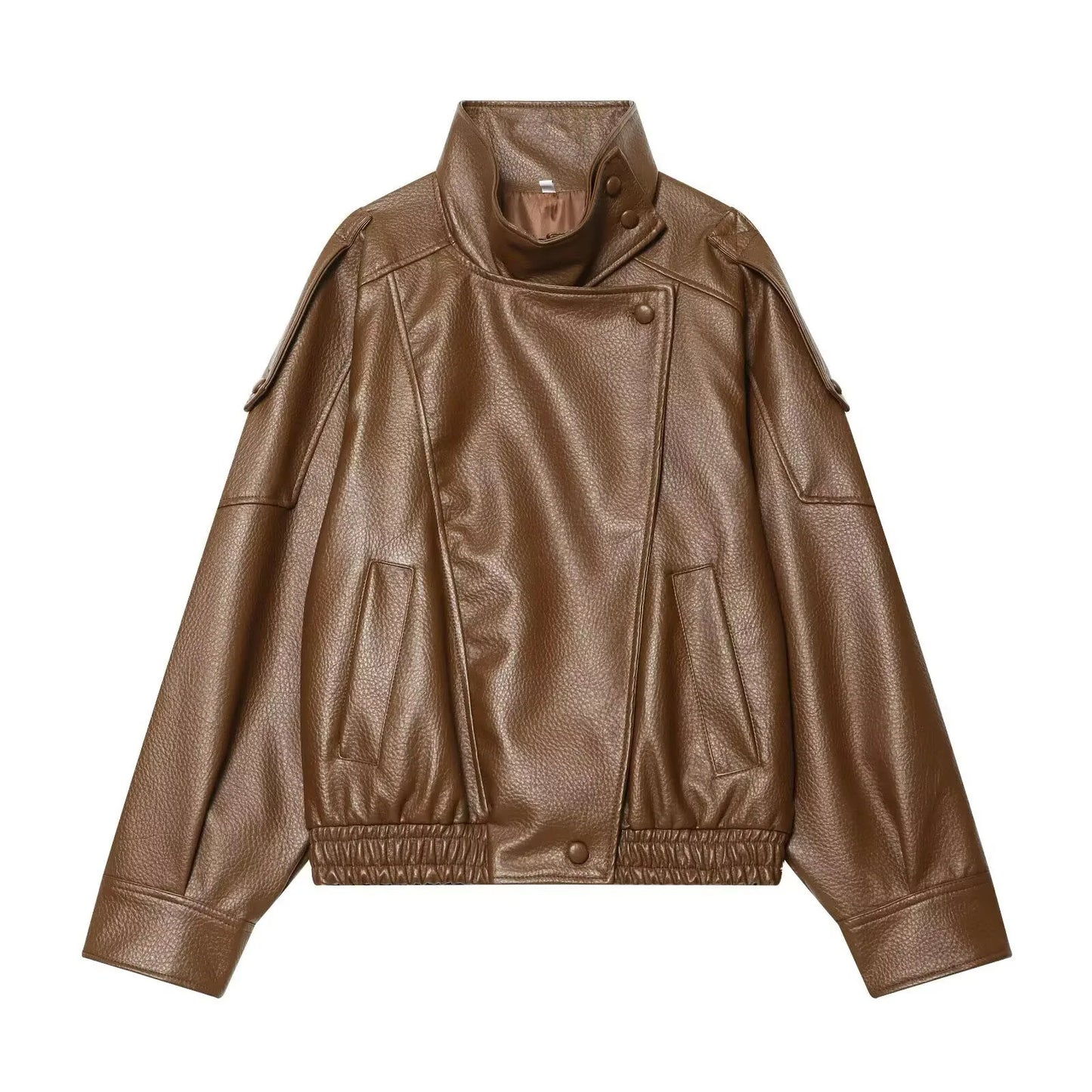 Veste en Cuir pour Femmes | Manches Longues, Boutonnée | Modèle Oversize