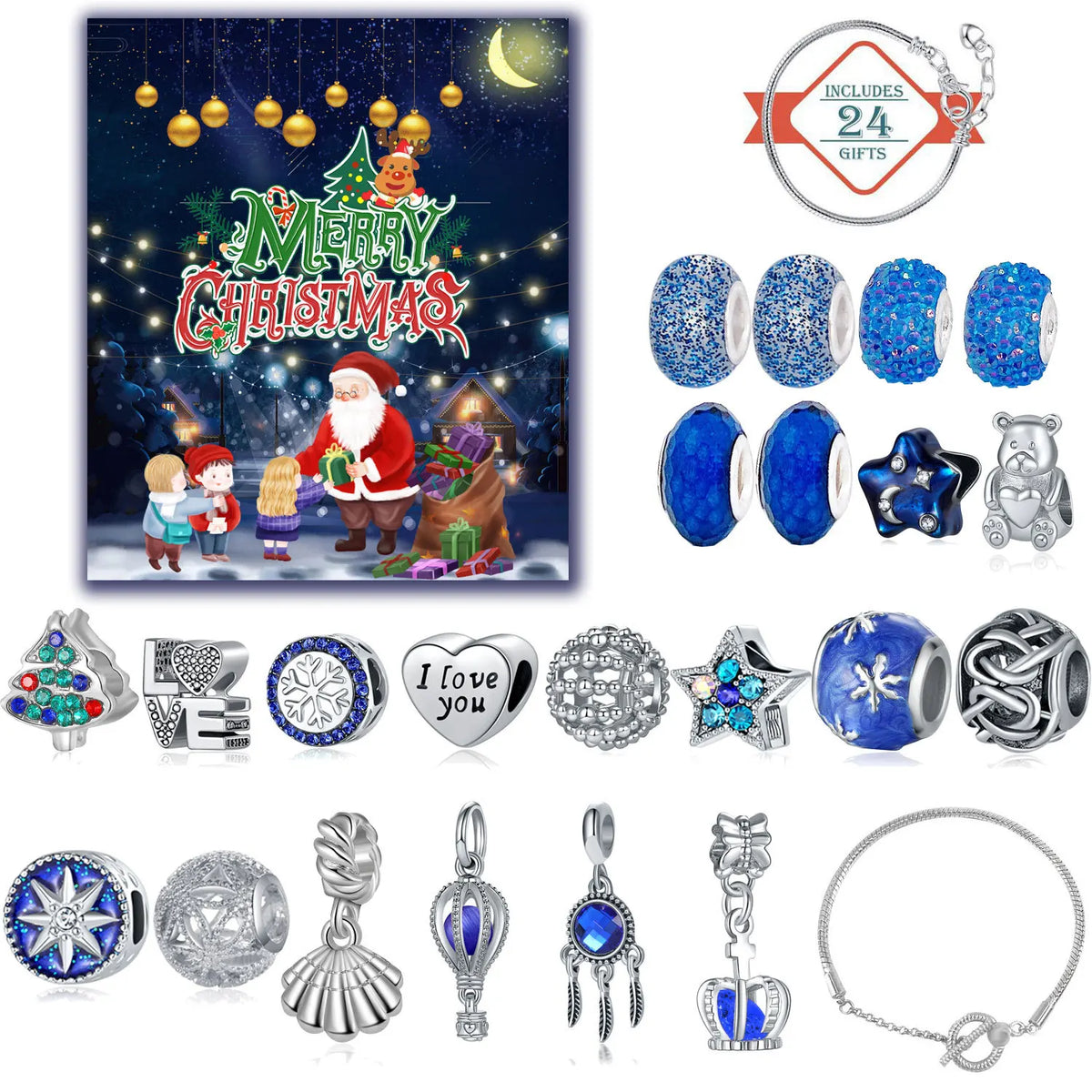 Calendrier de l'avent bijoux 24 jours collier bague boucles d'oreilles