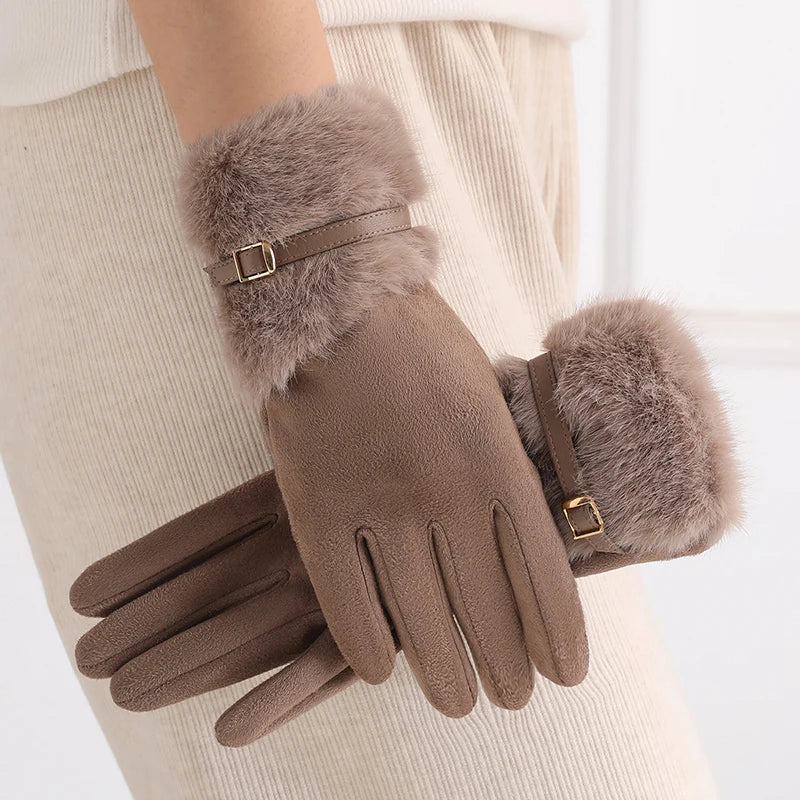 Gants hiver femme | Maille chaude, doublure polaire | Tactiles, coupe-vent