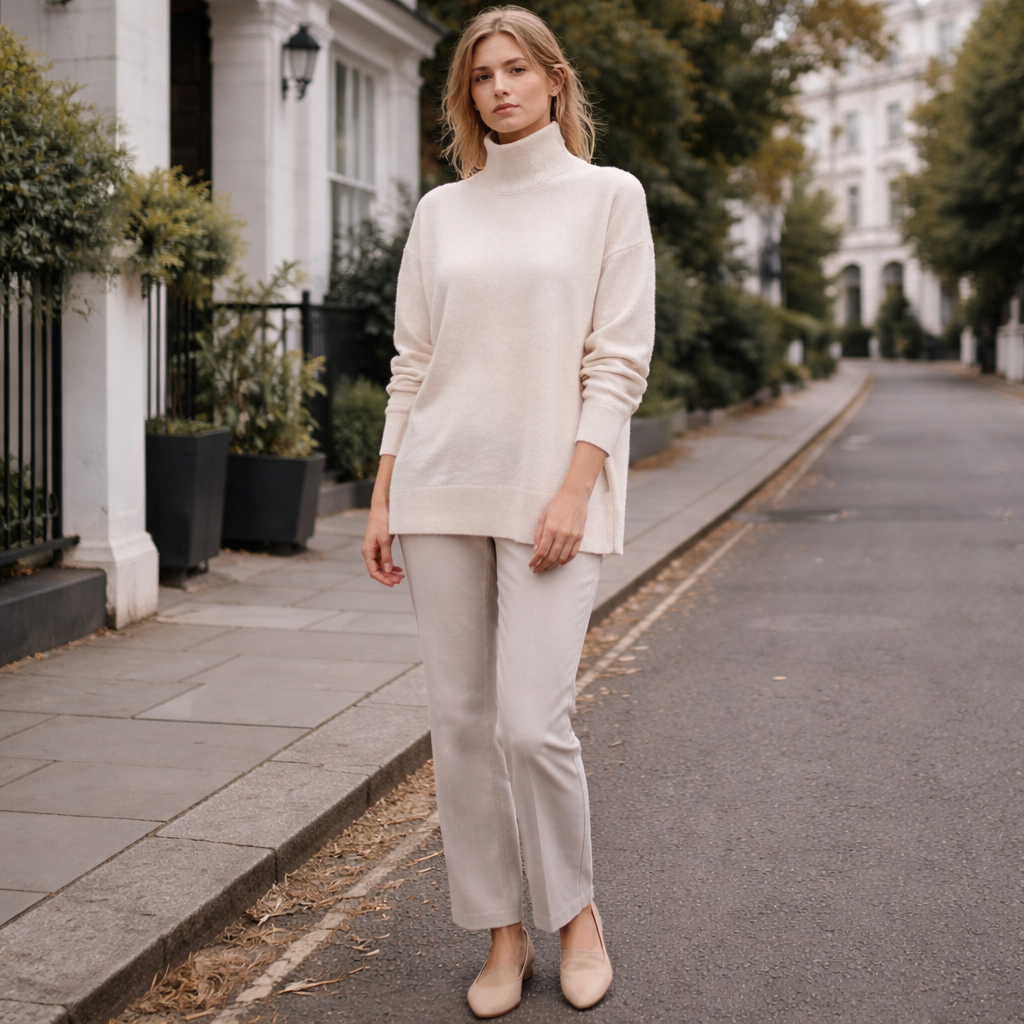 Parisfemme - Pull en cachemire - Col roulé - Maille fine