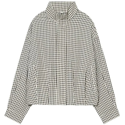 Veste Bomber Femme | Oversize, Manches Longues | Carreaux