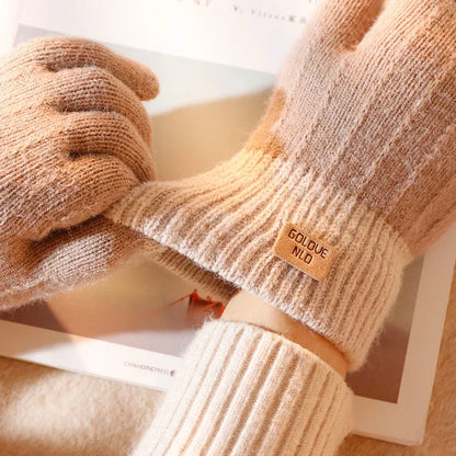 Gants femme tricot chauds compatibles écran tactile pour hiver