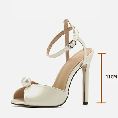 Sandales Femme | Talon Fin 11 CM, Bride Cheville | Soie