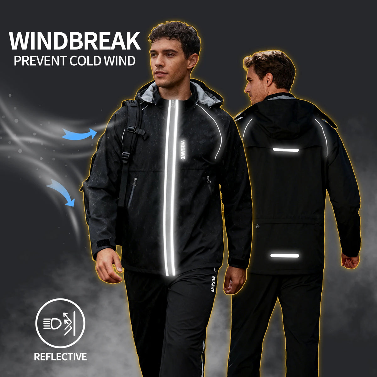 Veste imperméable moto unisexe avec pantalon pluie et bandes réfléchissantes