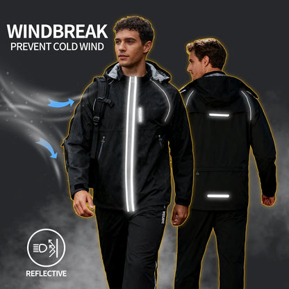 Veste imperméable moto unisexe avec pantalon pluie et bandes réfléchissantes