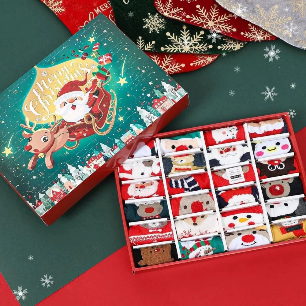 Calendrier de l Avent Chaussettes 24 Paires Noël Longues Courtes
